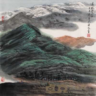 范保文 甲申（2004年）作 远眺雪山下 镜心 68×68cm